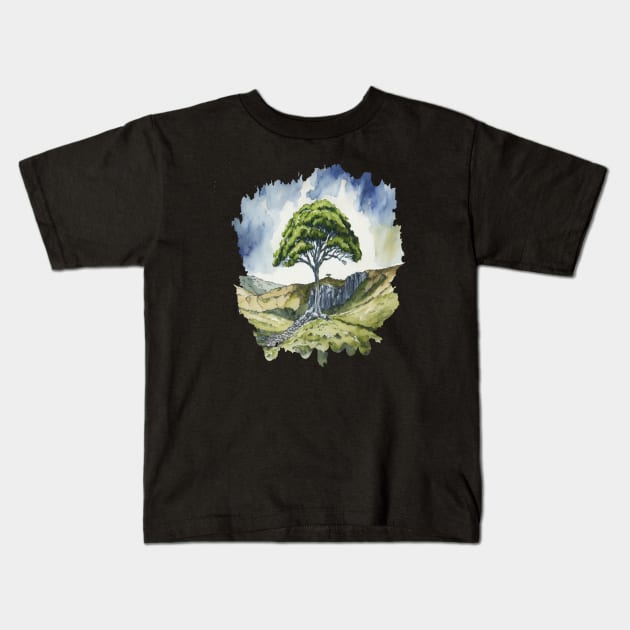 sycamore gap tree Kids T-Shirt by KhaledAhmed6249